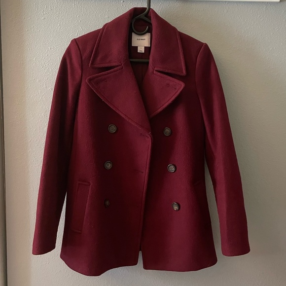 Burgandy Double Breasted Peacoat - Picture 1 of 3